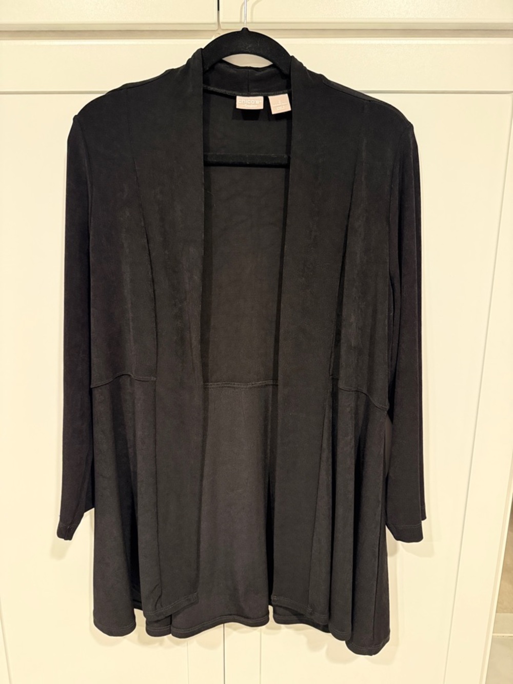 Chico's Black Open-Front Draped Cardigan